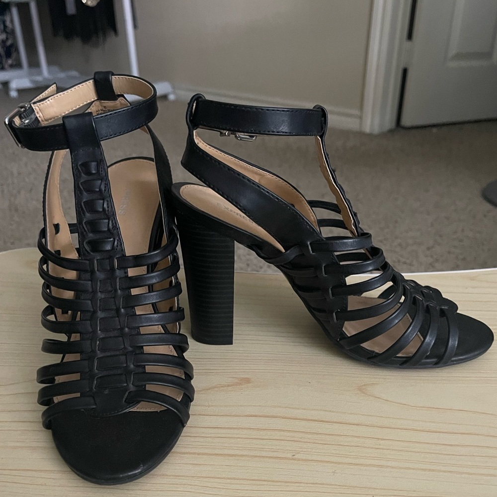 EUC Express Black High Heeled Sandals